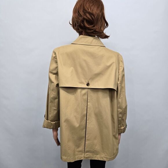 Crown & Ivy Short Trench Coat Double Breasted Striped Sleeves Water Resistant - Picture 6 of 13